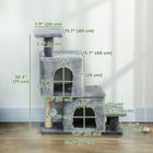 PawHut 4-Step Pet Stairs with Scratching Posts - Grey-Robust structure with a wide base supports active cats up to 13lbs (6 kg) 