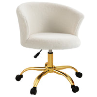 Vinsetto Fluffy Armless Office Chair with Adjustable Height - Gold-Curved backrest and thick foam padding provide support and comfort