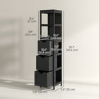 Kleankin Narrow Freestanding Bathroom Linen Tower Cabinet - Black-Constructed of MDF for solid construction    