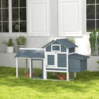 PawHut 60" Small Wooden Chicken Coop with Removable Tray - White-Quality fir wood construction with an elevated house, nesting box, run, ramp, and doors 