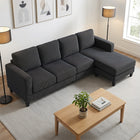 HOMCOM L Shape 4 Seater Corner Sofa with Chaise Lounge - Charcoal Grey-High-density foam and spring pack provide comfortable, supportive seating