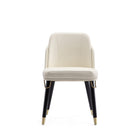 Manhattan Comfort Estelle 20.08" Modern Faux Leather Upholstered Dining Chair - Cream and Black-Front and Back Legs Elegantly Embellished with Elongated Gold Metal Ferrules and Completed with Matching Accents at the Seat's Base