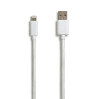 NXT Technologies 10 Ft. Braided Lightning to USB Cable - White-10' braided cable resists snags and tangles