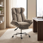 HOMCOM Big and Tall Heavy Duty Reclining Office Chair with Footrest - Brown-Soft snowflake velvet in 100% polyester feels breathable and comfortably inviting