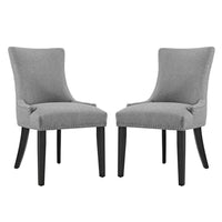 Modway Marquis Fabric Dining Side Chair - Light Grey - 2 Pack-Solid Wood Frame