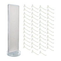 Azar Revolving Studio Base Pegboard Floor Stand - 60" x 16" - White-Includes a T-strip sign holder that can be attached to the top of the pegboard display
