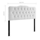 Modway Annabel Diamond Tufted Performance Velvet Full Headboard - White-Velvet Polyester Upholstery