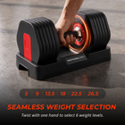 MotionGrey V2 Adjustable Dumbbell with 6 Weight Settings, Quick-Change Dial and Storage Base - 5-26.5 lb-Six weight settings let you change resistance for different exercises and training levels