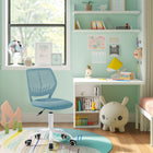 Homy Casa Colorful Fabric Teen Task Chair - Curio Blue-Breathable Backrest: The stylish cut-out design provides ventilation, keeping your back cool and comfortable