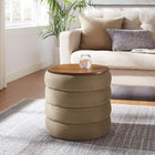 Modway Mezzo Round Performance Velvet Storage Ottoman - Taupe-Dense Foam Padding
