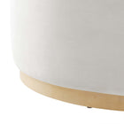 Modway Tilden Large 38" Round Performance Velvet Upholstered Ottoman - Alabaster/Natural-Arrives Fully Assembled