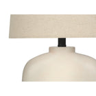 Monarch Specialties 25" H Table Lamp - Cream Resin / Beige Shade-Assembled dimensions: 13.5 in. L x 13.5 in. W x 25 in. H. base: 10.25 in. L x 3.75 in. W x 12 in. H. shade: 13.5 in. L x 13.5 in. W x 12 in. H
