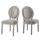 Modway Arise Vintage French Upholstered Fabric Dining Side Chair - Light Grey - 2 Pack-Vintage French Dining Side Chair