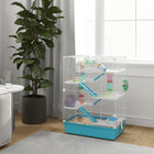 PawHut 6 Tier 32" Hamster Cage with Tunnels and Tubes - Light Blue-Includes diverse accessories like ramps, perches, and a cozy hut