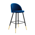 Modway Cordial Performance Velvet Bar Stools - Navy - Set of 2-Non-Marking Foot Caps