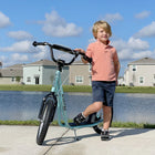 Aosom Youth Street Kick Scooter with 16'' Inflatable Wheel Dual Brakes - Blue-Wide textured foot deck anti-slip and help to maintain balance 