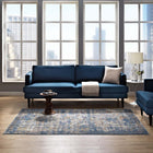 Modway Minu Distressed Floral Lattice Area Rug - 8 ft W x 10 ft L - Blue Grey Yellow/Orange-Protect Floors From Traffic/Furniture