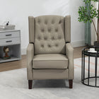 HOMCOM Faux Leather Accent Chair with Wood Legs - Thick Padding for Living Room - Khaki-Assembly required 