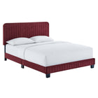 Modway Celine Channel Tufted Performance Velvet Twin Platform Bed - Maroon-Channel Tufted Headboard