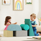 Qaba Climbing Toys for Toddlers - Soft Foam Climbing Blocks - Blue/Green-Soft velvet cover and no sharp edges, gentle on delicate skin 