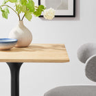 Modway Lippa 24" Square Wood Dining Table - Black Natural-Chip-Resistant Black Metal Base