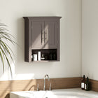 kleankin Bathroom Wall Cabinet with Shelf - Brown-Adjustable shelf allows you to store larger items, without worrying if they will fit