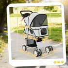 PawHut Foldable Pet Stroller with Removable Washable Pad and Storage Basket - Grey-Includes a thick, washable cushion, providing extra comfort for your pet 