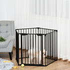 PawHut 30" H Foldable Indoor Dog Playpen with Door - Black-Pull back the button and lift to open the door 
