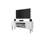 Manhattan Comfort Bradley 62.99" Mid-Century Modern TV Stand - White-Mid-Century Modern Free Standing TV Stand for Living Room and Bedroom use