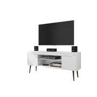 Manhattan Comfort Bradley 62.99" Mid-Century Modern TV Stand - White-Mid-Century Modern Free Standing TV Stand for Living Room and Bedroom use