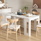 HOMCOM 23.6"-70.9" Rectangular Extendable Dining Table for 6-8 - White-Easily reduces to the size of a side table