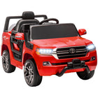 Qaba 12V Licensed Toyota Kids Electric RC Car - Red-Licensed Toyota LAND CRUISER design 