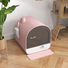 PawHut Cat Litter Box with Lid, Removable Tray, Scoop and Filter - Pink-Materials: Polypropylene 