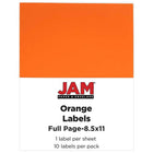JAM Paper Full Page Labels, 8.5 x 11 Sticker Paper, AstroBrights Orbit Orange, 2 sets of 5 (337628612g)-Orange