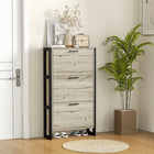 HOMCOM Shoe Cabinet with 3 Flip Drawers - Walnut-The shelves inside are removable/adjustable to two levels for different shoe heights