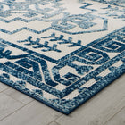 Modway Reflect Nyssa Distressed Geometric Southwestern Aztec Indoor/Outdoor Area Rug - 5 ft W x 8 ft L - Ivory/Blue-Fade, Stain and Water Resistant / Easy To Clean