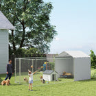 PawHut Outdoor Dog Kennel and Dog Run with Cover - 19.7' x 7.5' x 7.5' - Silver-Dual areas for rest and play to support pet wellness 