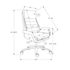 Monarch Specialties 7251 Ergonomic Leather-Look Office Chair - Grey-A smooth swivel base with durable hooded wheels provides easy mobility and flexibility throughout your office