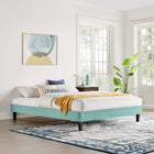 Modway Reign Performance Velvet Full Platform Bed Frame - Mint-Reinforced Center Beam and Support Legs