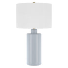 Hudson&Canal Selina 25" Tall Ceramic Table Lamp with Fabric Shade - Smoky Blue/White-Modern contemporary design for your living room, workspace, or bed side table