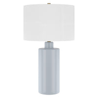 Hudson&Canal Selina 25" Tall Ceramic Table Lamp with Fabric Shade - Smoky Blue/White-Modern contemporary design for your living room, workspace, or bed side table