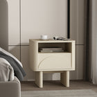 Manhattan Comfort Ella 19.7" Modern Nightstand - Cream-Includes 1 Open Shelf and 1 Full Extension Drawer with a Raised Semicircle Front Design