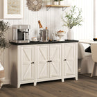HOMCOM Farmhouse 47.2" L Sideboard - White Wood Grain-Adjustable shelves fit items of different heights