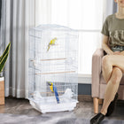 PawHut 36" H Bird Cage with 2 Doors and 4 Feeders - White-Two large doors and two smaller doors for convenient access to the interior 