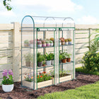 Outsunny 3-Tier Mini Greenhouse with 2 Roll-up Doors- Roll-up zippered doors for easy plant care and excellent ventilation
 