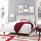 Modway Ruthie Vinyl Queen Platform Bed with Squared Tapered Legs - White-Ten Wood Support Slats 