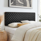 Modway Sparta Weave Wall-Mount Vegan Leather King Headboard - Walnut Black-Wood Frame