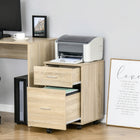 Vinsetto Mobile 2-Drawer Letter/A4 Filing Cabinet with Wheels - Natural-Large storage capacity with two drawers for files, notebooks, magazines, and other office supplies 
