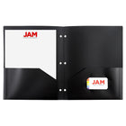 JAM Paper Heavy Duty Plastic 2 Pocket Extra Tough Folders with 3 Hole Punch - Assorted Professional Colours - 6 Pack-Quantity: 6 Folders per Pack | One for each subject & project