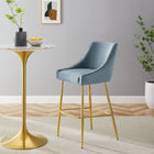 Modway Discern Performance Velvet Bar Stool - Light Blue-Performance Velvet Upholstery